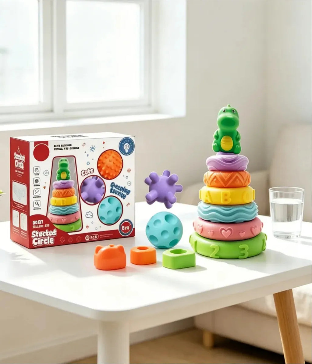 Kit Juguetes Sensoriales Bebe , Torre Silicona + Pelotas Gav