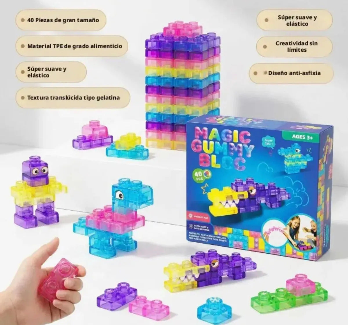 Bloques De Construcción Sensorial De Silicona 40 Pzs
