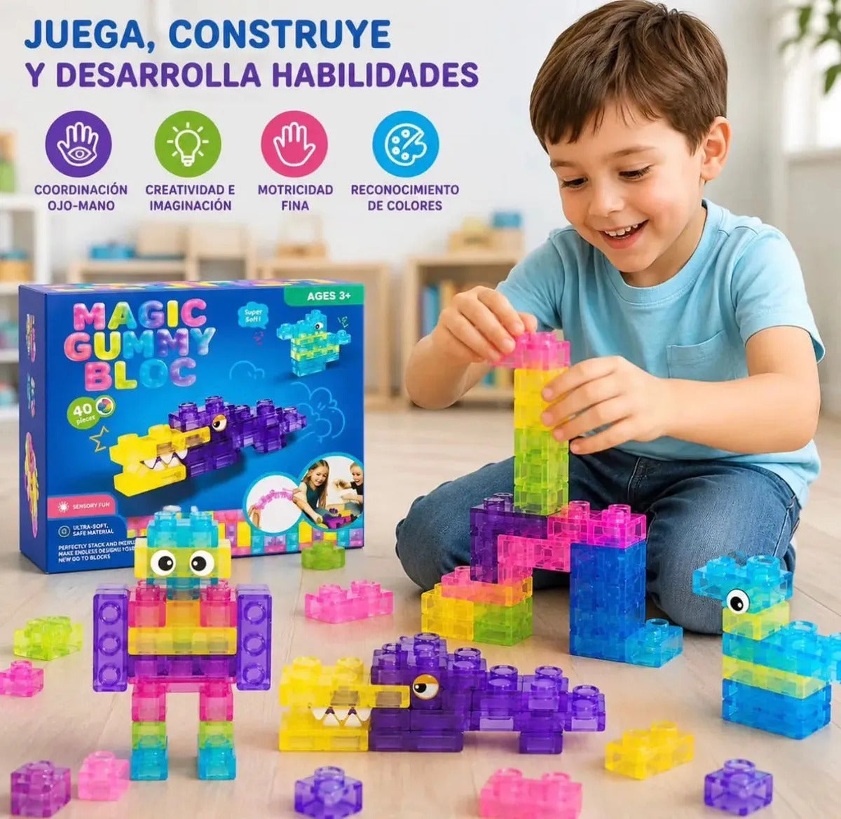 Bloques De Construcción Sensorial De Silicona 40 Pzs