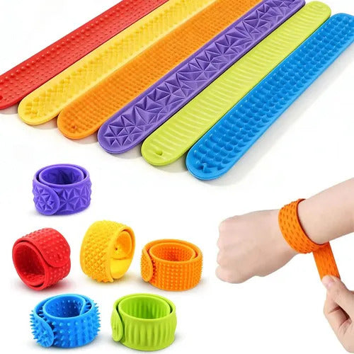 Set 6 Pulseras Texturizadas Antiestrés Sensorial Autismo Tda
