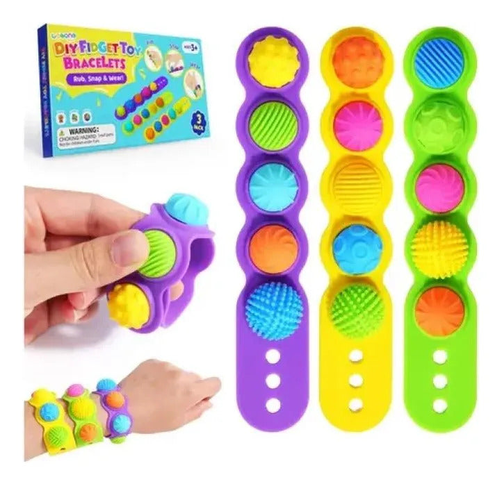 Set De 3 Pulseras Sensoriales Texturizadas, Autismo Tdah