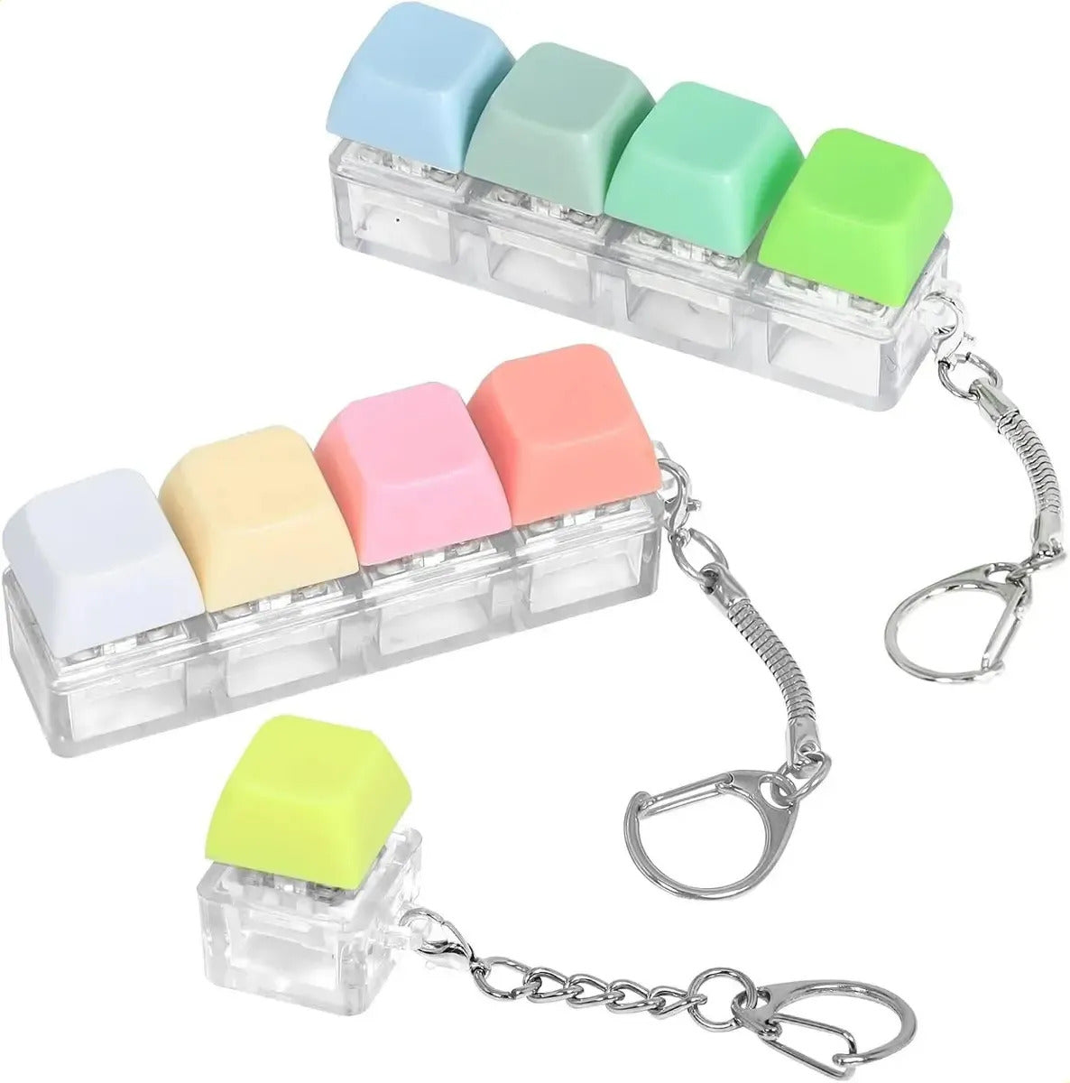 Kit 3 Llaveros Sensorial Teclas Con Luz, Antiestrés, Autismo