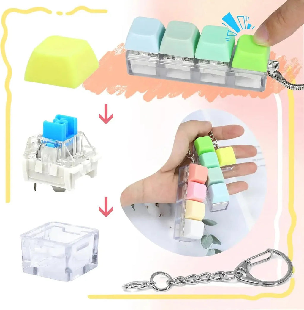 Kit 3 Llaveros Sensorial Teclas Con Luz, Antiestrés, Autismo