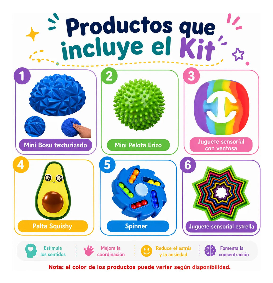 Kit Sensorial Antiestres, Autismo Tdah Para Niños, Regulacio