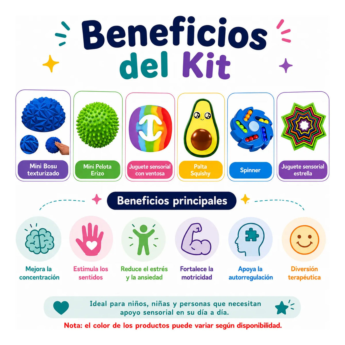 Kit Sensorial Antiestres, Autismo Tdah Para Niños, Regulacio