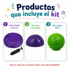 Kit Sensorial Cojin + Mini Bosu + Pelota Erizo, Tea, Tdah