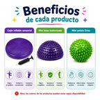 Kit Sensorial Cojin + Mini Bosu + Pelota Erizo, Tea, Tdah