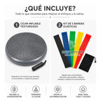 Kit Cojin Sensorial + Set 5 Bandas, Regulacion Autismo Tdah
