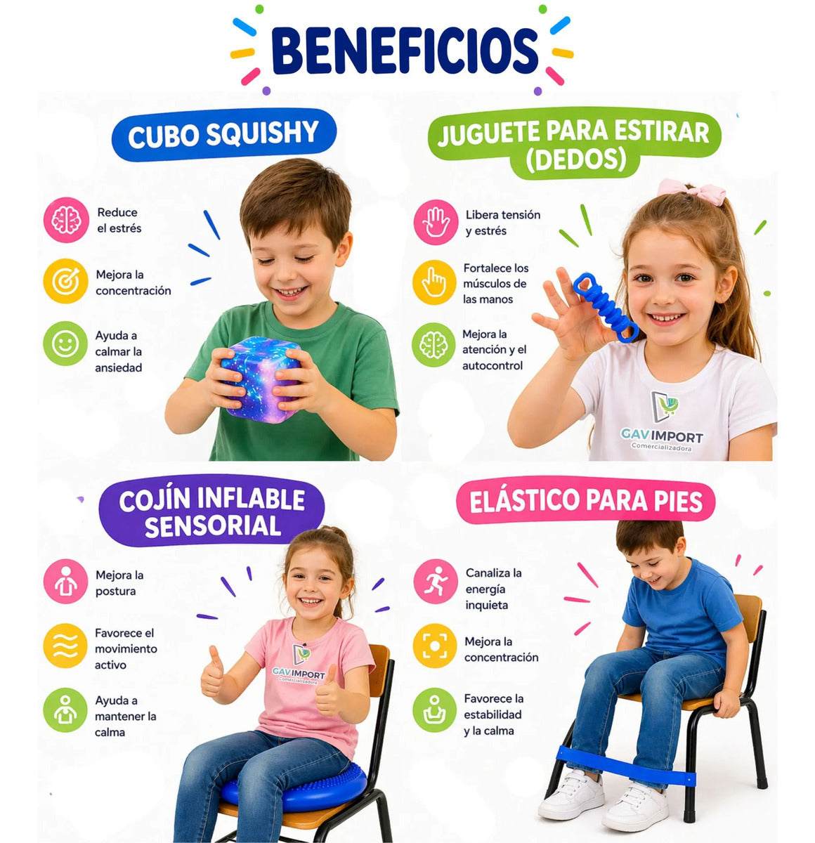 Kit Sensorial Antiestrés, Regulación Autismo, Escuela