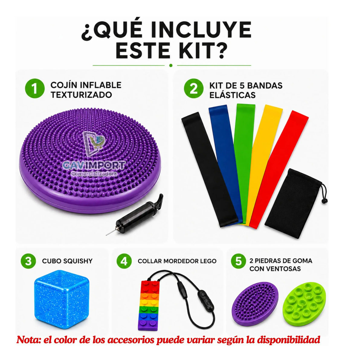 Kit Sensorial, Cojin, Cubo, Mordedor, Regulación Autismo
