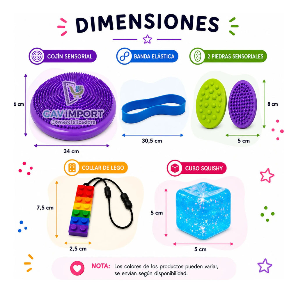 Kit Sensorial, Cojin, Cubo, Mordedor, Regulación Autismo