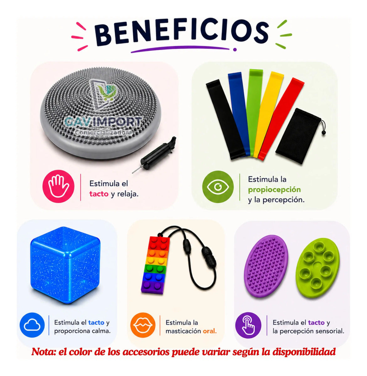 Kit Sensorial, Cojin, Cubo, Mordedor, Regulación Autismo