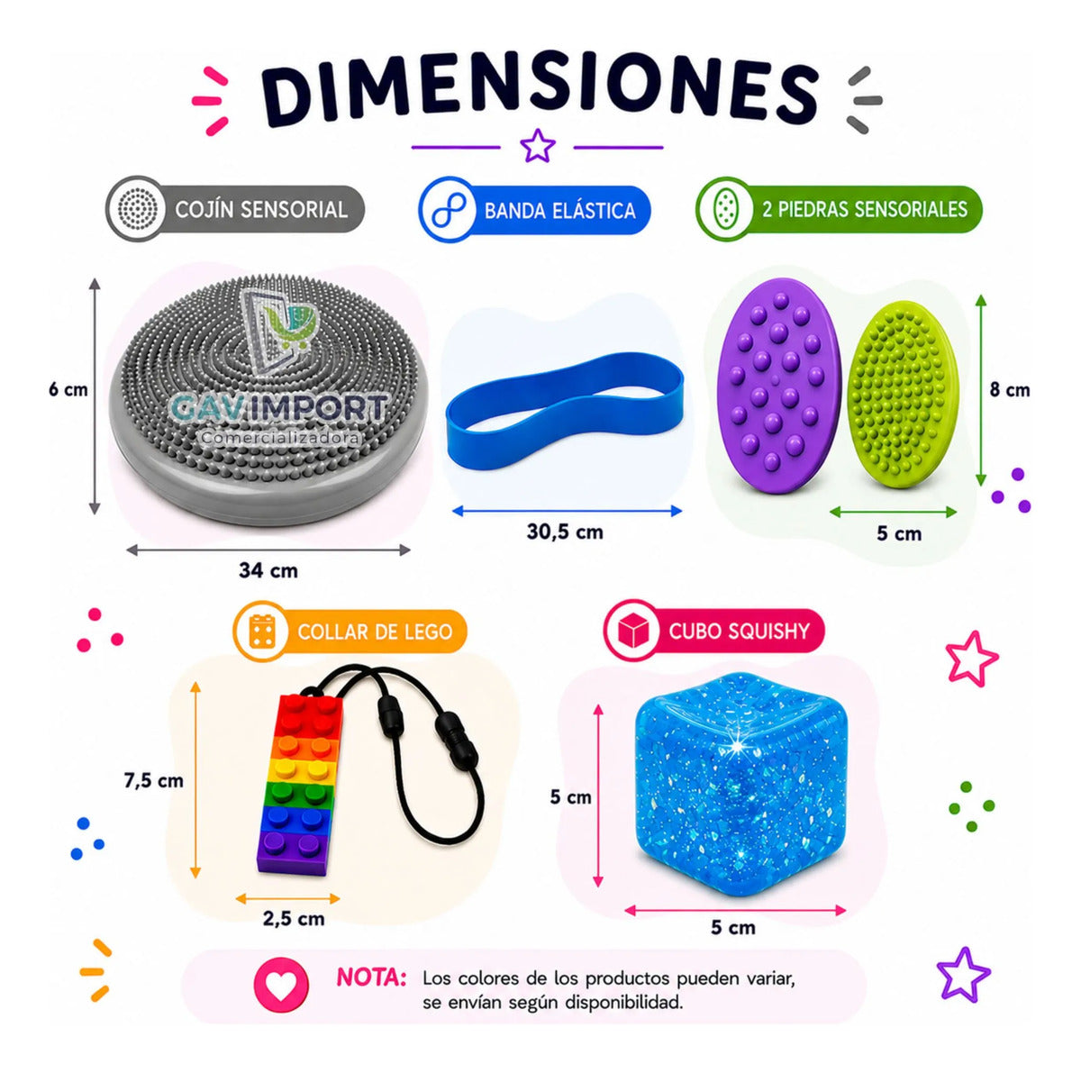 Kit Sensorial, Cojin, Cubo, Mordedor, Regulación Autismo