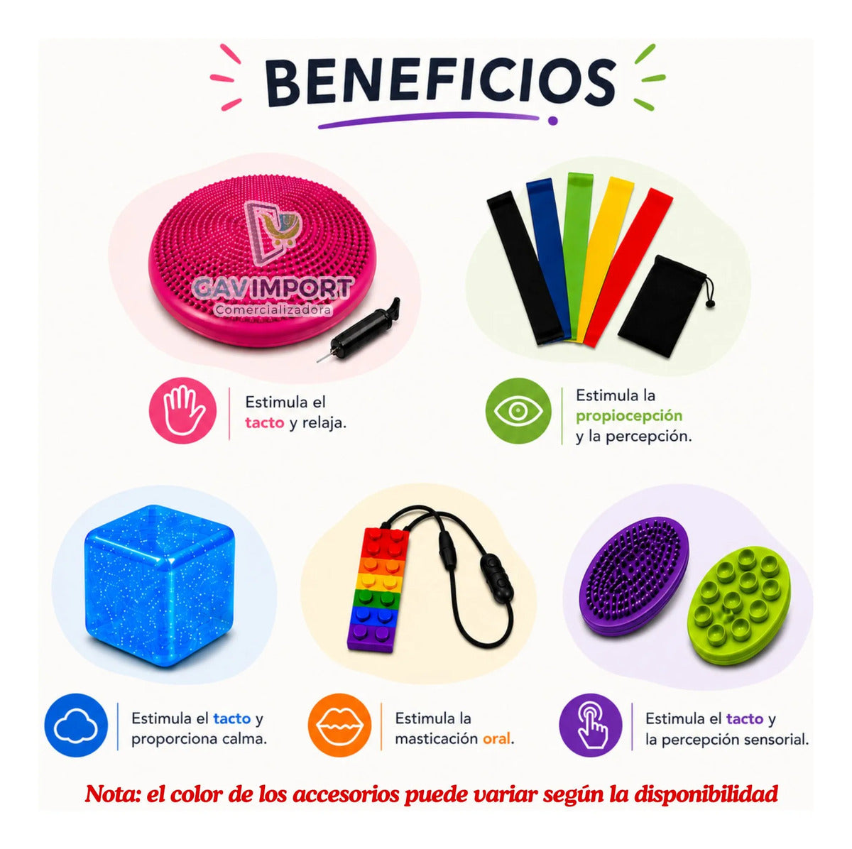 Kit Sensorial, Cojin, Cubo, Mordedor, Regulación Autismo